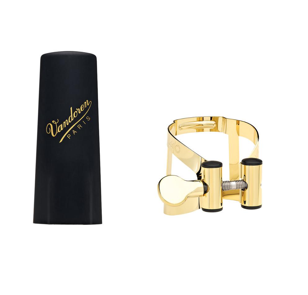Vandoren - Abrazadera y Tapa para Sax Tenor, Dorado Mod.LC58DP_86