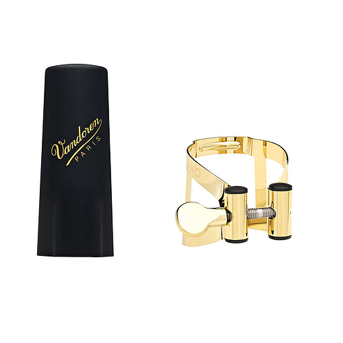 Vandoren - Abrazadera y Tapa para Sax Tenor, Dorado Mod.LC58DP_86